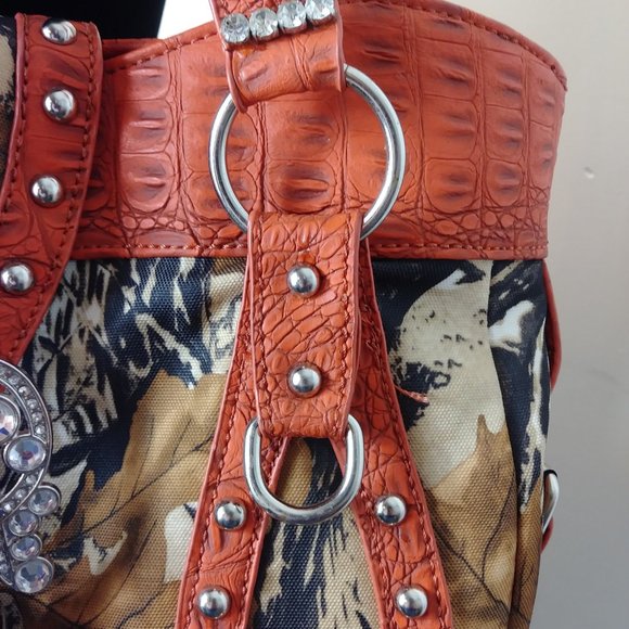 Yesir orange-brown-tan camouflage purse - Picture 4 of 14